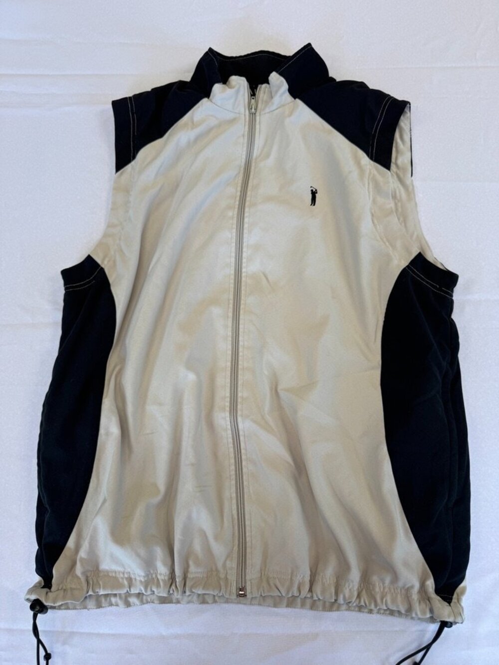 Austin Golf Beige Black Zip Up Vest Adjustable Size M